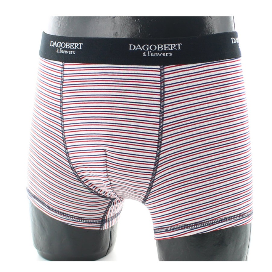 Boxers Chaussettes Dagobert | Boxer A Rayures Marine-Blanc-Rouge - Dagobert A L'Envers