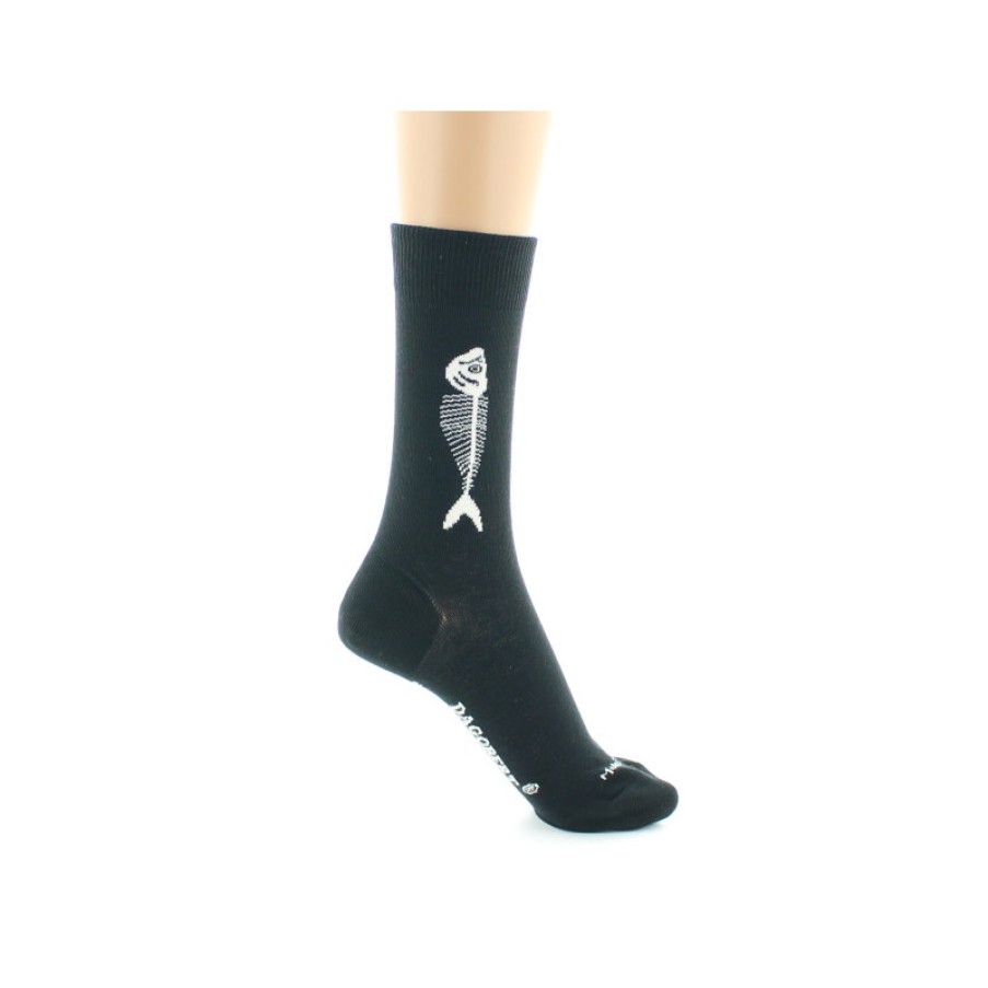 Chaussettes Chaussettes Dagobert | Chaussettes Originales Noires A Motif Sardine Dagobert A L'Envers