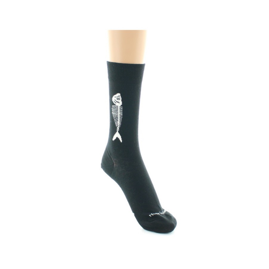 Chaussettes Chaussettes Dagobert | Chaussettes Originales Noires A Motif Sardine Dagobert A L'Envers