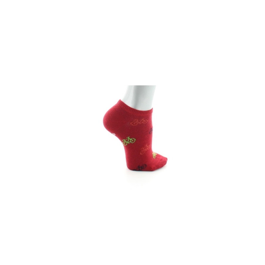 Chaussettes Chaussettes Dagobert | Socquettes Fantaisie Enfants Rouges Motif Velos - Dagobert A L'Envers