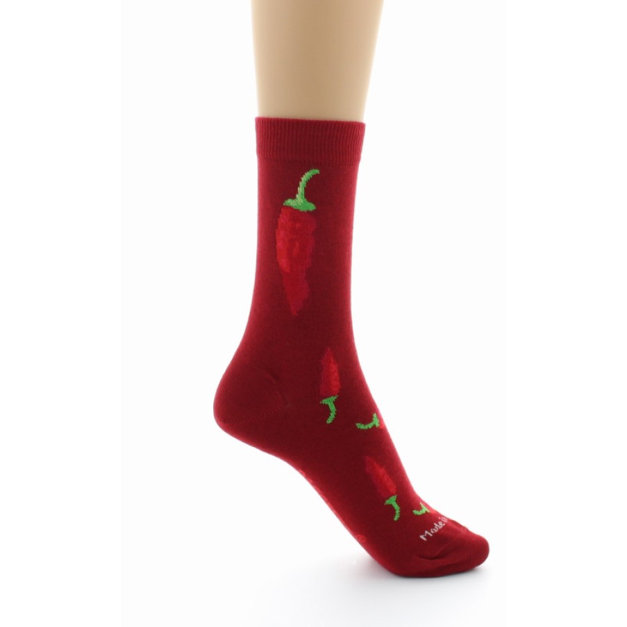 Chaussettes Chaussettes Dagobert | Chaussettes Fantaisie En Coton Piments Rouge Dagobert A L'Envers