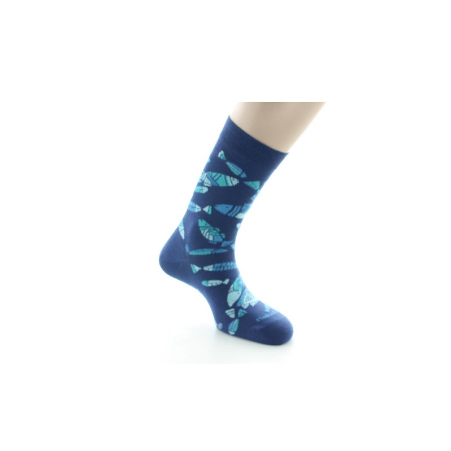 Chaussettes Chaussettes Dagobert | Chaussettes Homme Coton Poissons Bleus