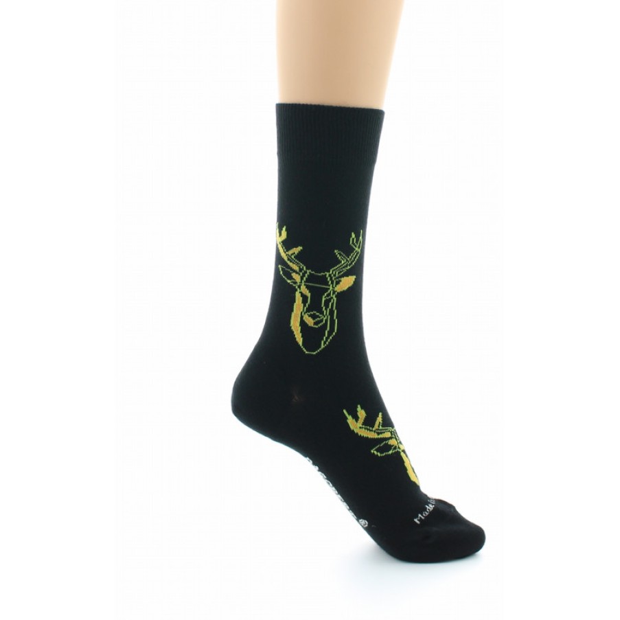 Chaussettes Chaussettes Dagobert | Chaussettes Fantaisie Noires En Coton Dagobert A L'Envers