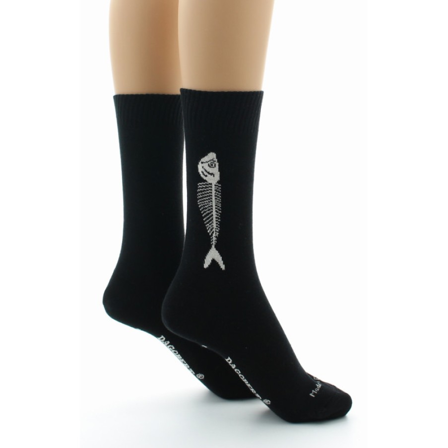 Chaussettes Reversibles Chaussettes Dagobert | Chaussettes Reversibles Noires A Motif Sardine Dagobert A L'Envers