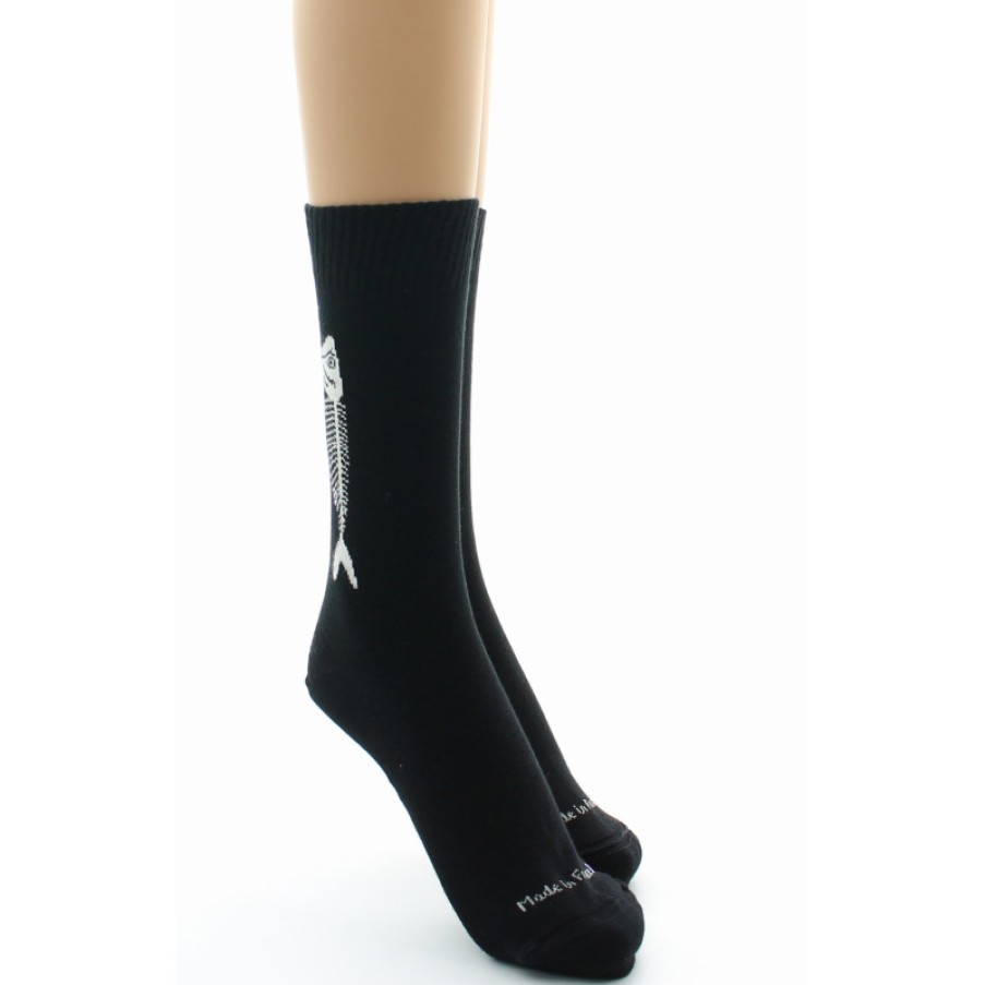 Chaussettes Reversibles Chaussettes Dagobert | Chaussettes Reversibles Noires A Motif Sardine Dagobert A L'Envers