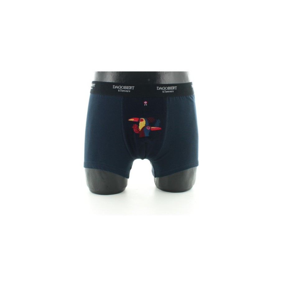 Boxers Chaussettes Dagobert | Boxer Bleu Marine A Motif Toucan - Dagobert A L'Envers