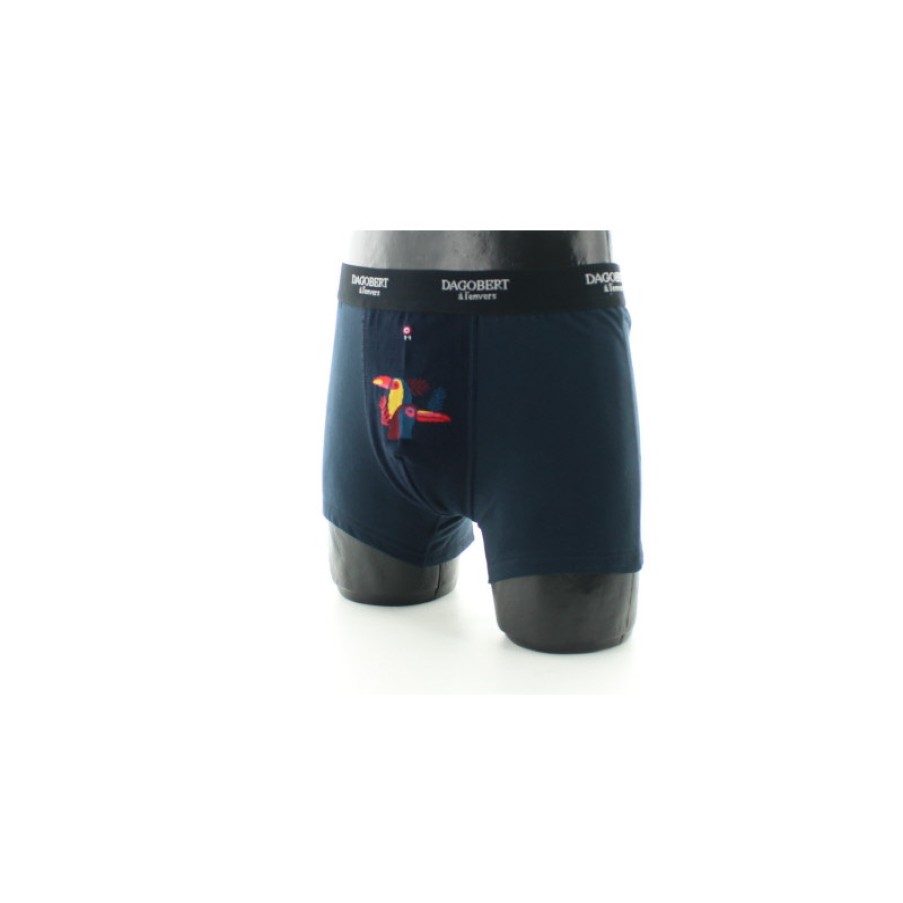 Boxers Chaussettes Dagobert | Boxer Bleu Marine A Motif Toucan - Dagobert A L'Envers