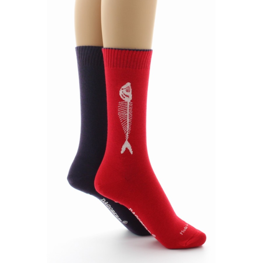 Chaussettes Reversibles Chaussettes Dagobert | Chaussettes Reversibles Sardine Rouge Et Violet Dagobert A L'Envers