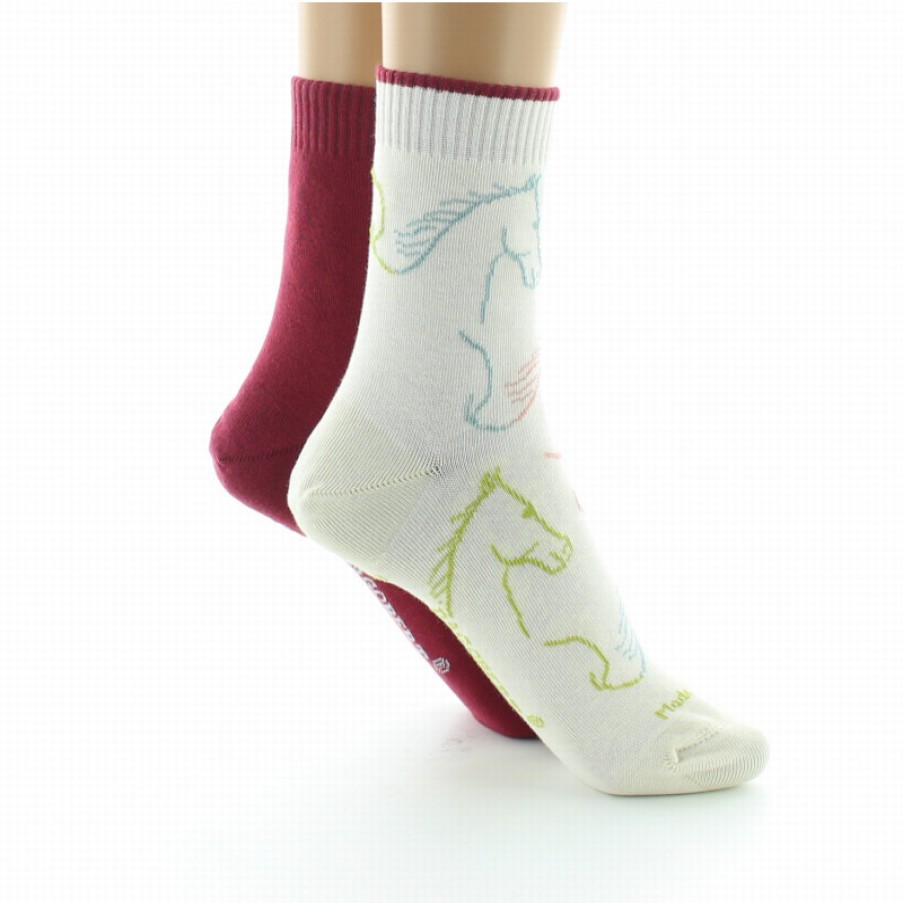 Chaussettes Reversibles Chaussettes Dagobert | Chaussettes Reversibles Femme Coton Cheval Ecru Et Bordeaux