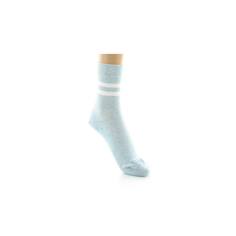 Chaussettes Chaussettes Dagobert | Chaussettes Courtes Femme En Coton Et Soie Bleu Pastel