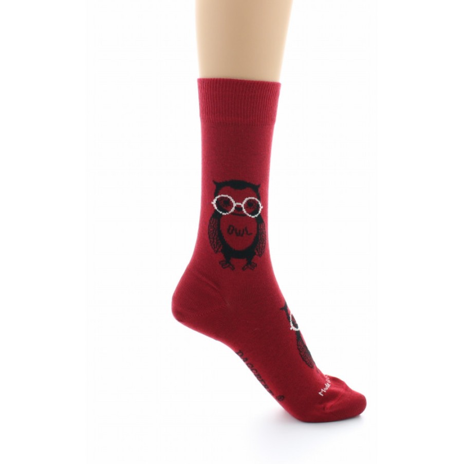 Chaussettes Chaussettes Dagobert | Chaussettes Fantaisie Rouges En Coton Dagobert A L'Envers