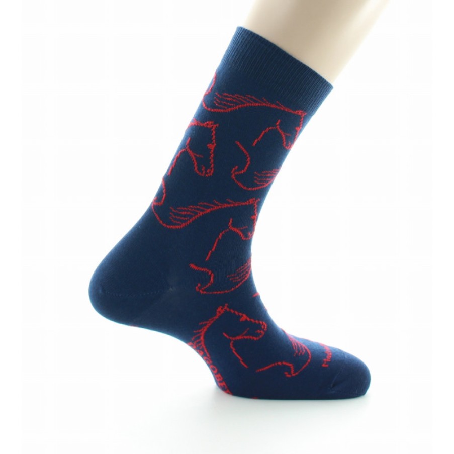 Chaussettes Chaussettes Dagobert | Chaussettes Homme Coton Cheval Marine