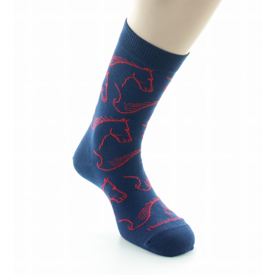 Chaussettes Chaussettes Dagobert | Chaussettes Homme Coton Cheval Marine