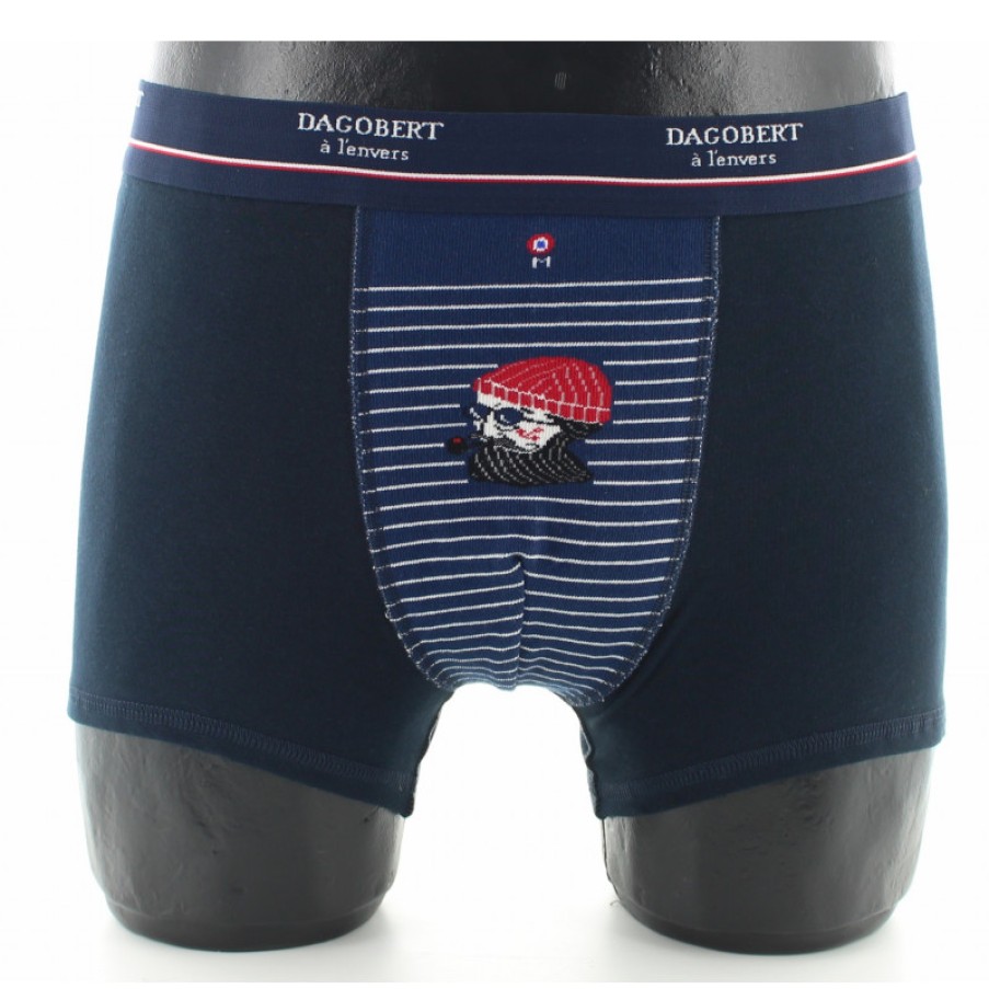 Boxers Chaussettes Dagobert | Boxer Theme Corsaire Bleu Marine En Coton - Dagobert A L'Envers