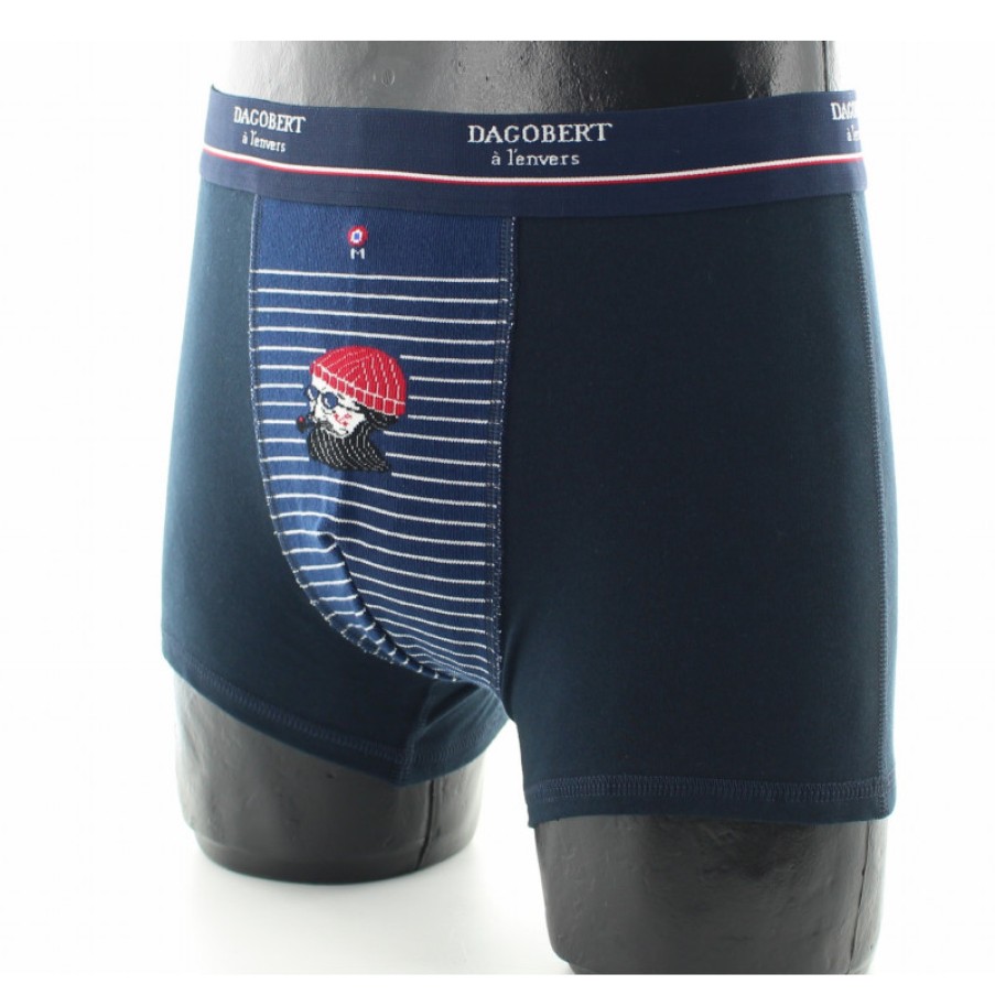 Boxers Chaussettes Dagobert | Boxer Theme Corsaire Bleu Marine En Coton - Dagobert A L'Envers