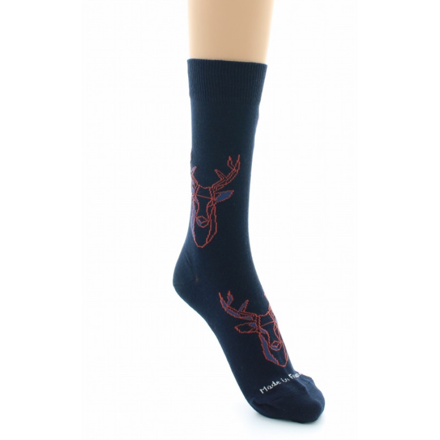 Chaussettes Chaussettes Dagobert | Chaussettes Droles Cerf Bleu Petrole Dagobert A L\\'Envers