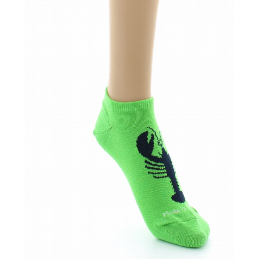 Chaussettes Chaussettes Dagobert | Socquettes Fantaisie Theme Homard Fond Vert Dagobert A L''Envers