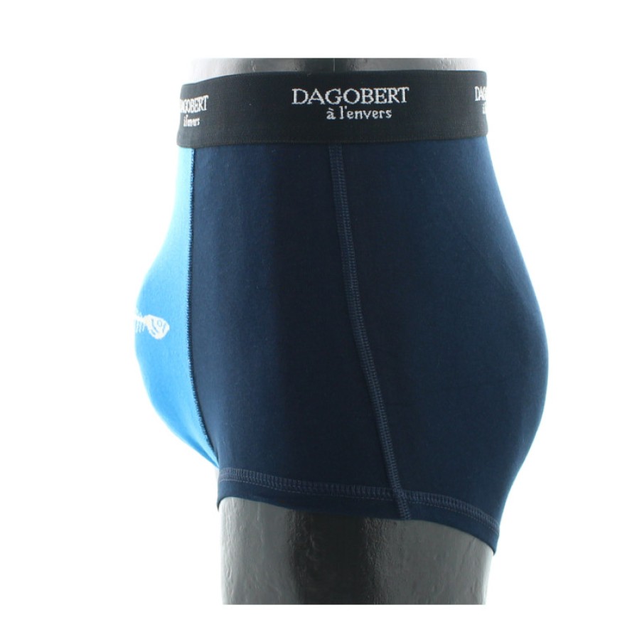 Boxers Chaussettes Dagobert | Boxer Fantaisie Marine Et Bleu A Motif Sardine Dagobert A L'Envers