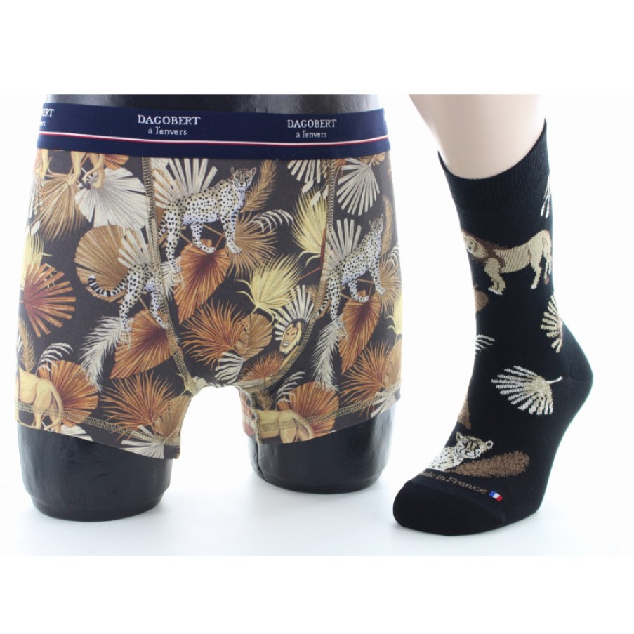 Boxers Chaussettes Dagobert | Boite Cadeau Chaussettes Et Boxer Theme Savane - Dagobert A L'Envers