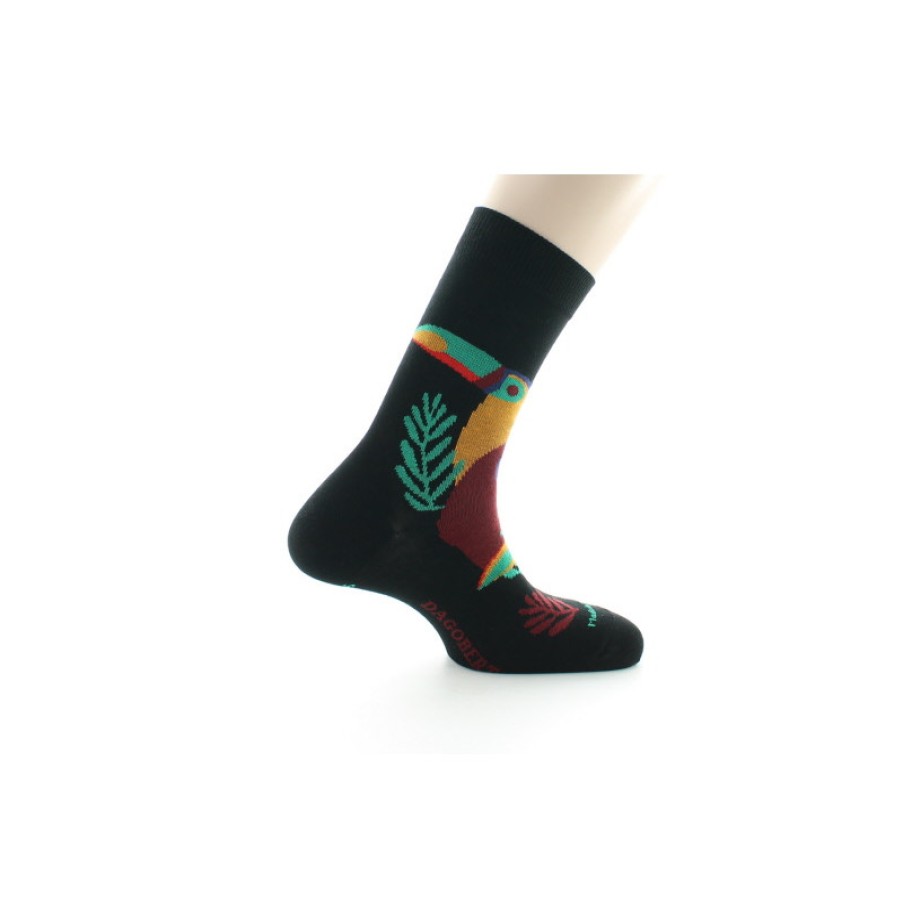 Chaussettes Chaussettes Dagobert | Chaussettes Originales Noires A Motif Toucan Dagobert A L'Envers