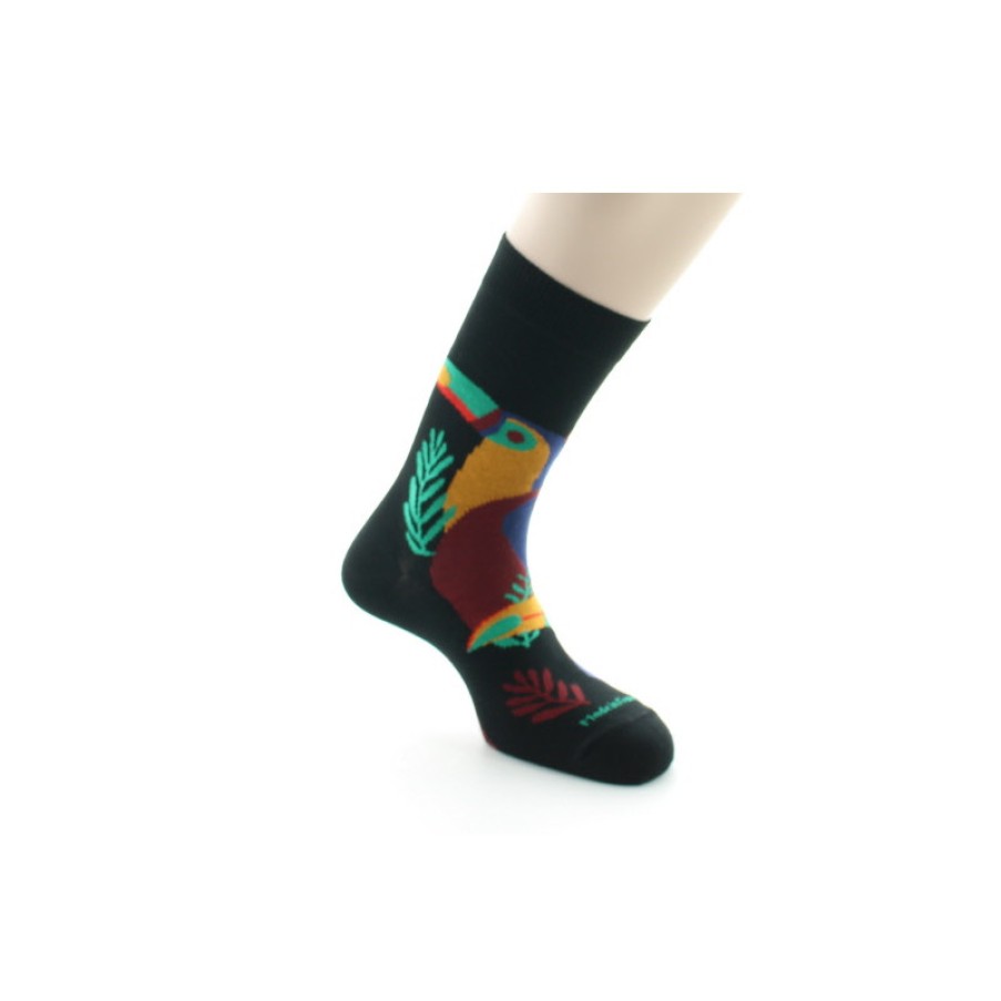 Chaussettes Chaussettes Dagobert | Chaussettes Originales Noires A Motif Toucan Dagobert A L'Envers