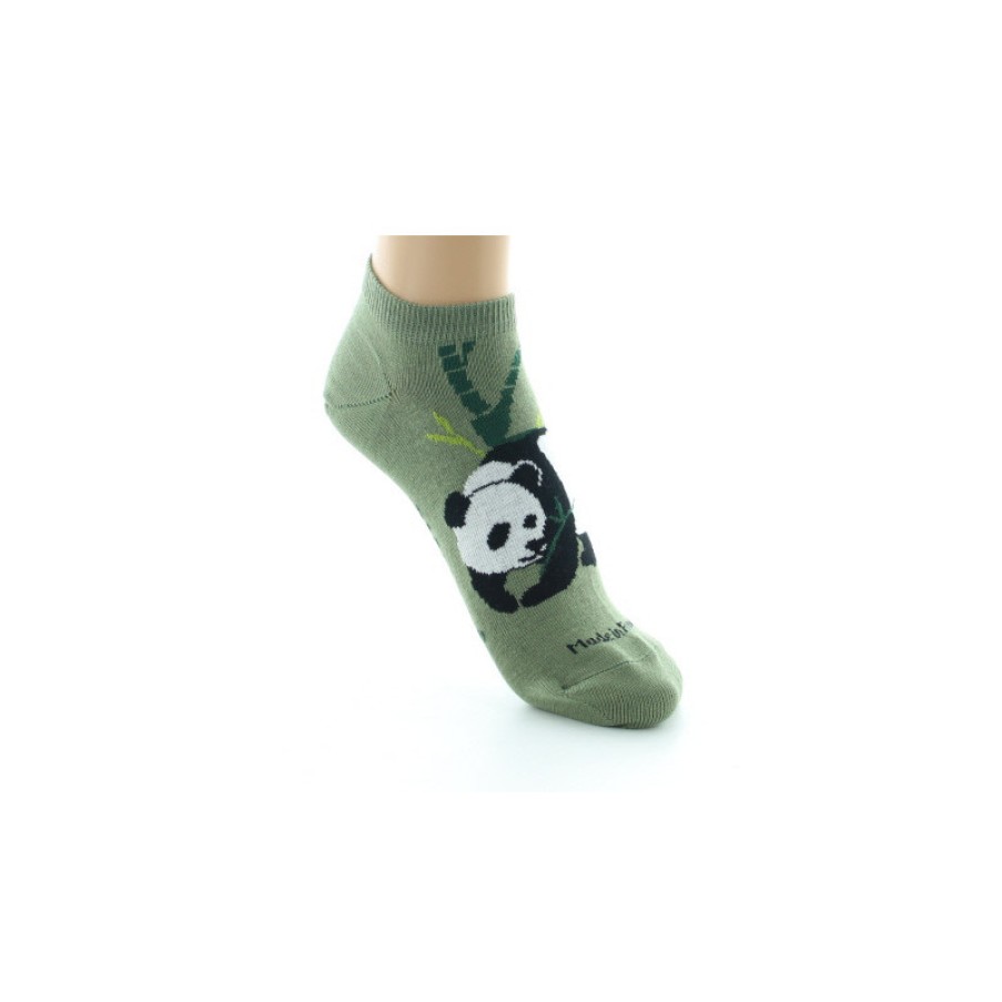 Chaussettes Chaussettes Dagobert | Socquettes Originales En Coton Panda Kaki - Dagobert A L'Envers