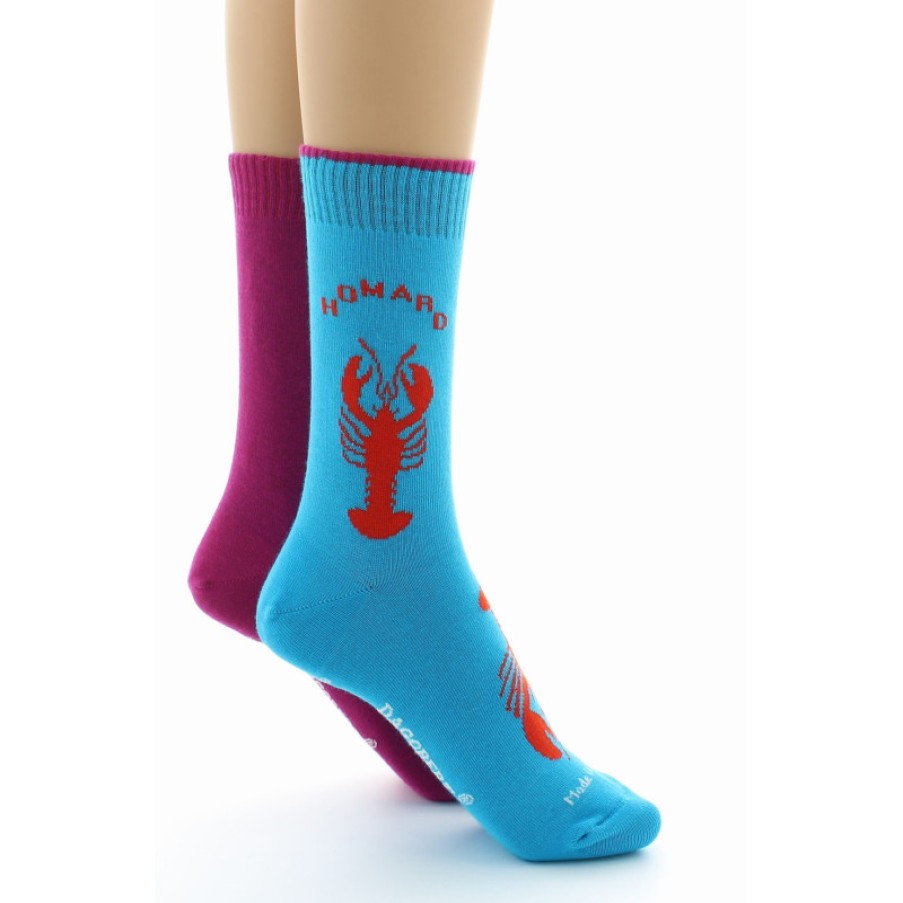 Chaussettes Reversibles Chaussettes Dagobert | Chaussettes Reversibles Homard Bleu Et Violet Dagobert A L'Envers