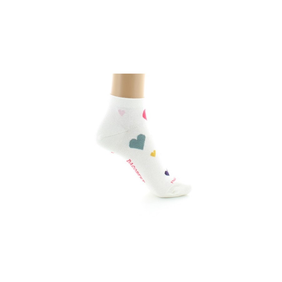 Chaussettes Chaussettes Dagobert | Chaussettes Courtes Femme Coeurs Fond Ecru - Dagobert A L\\'Envers