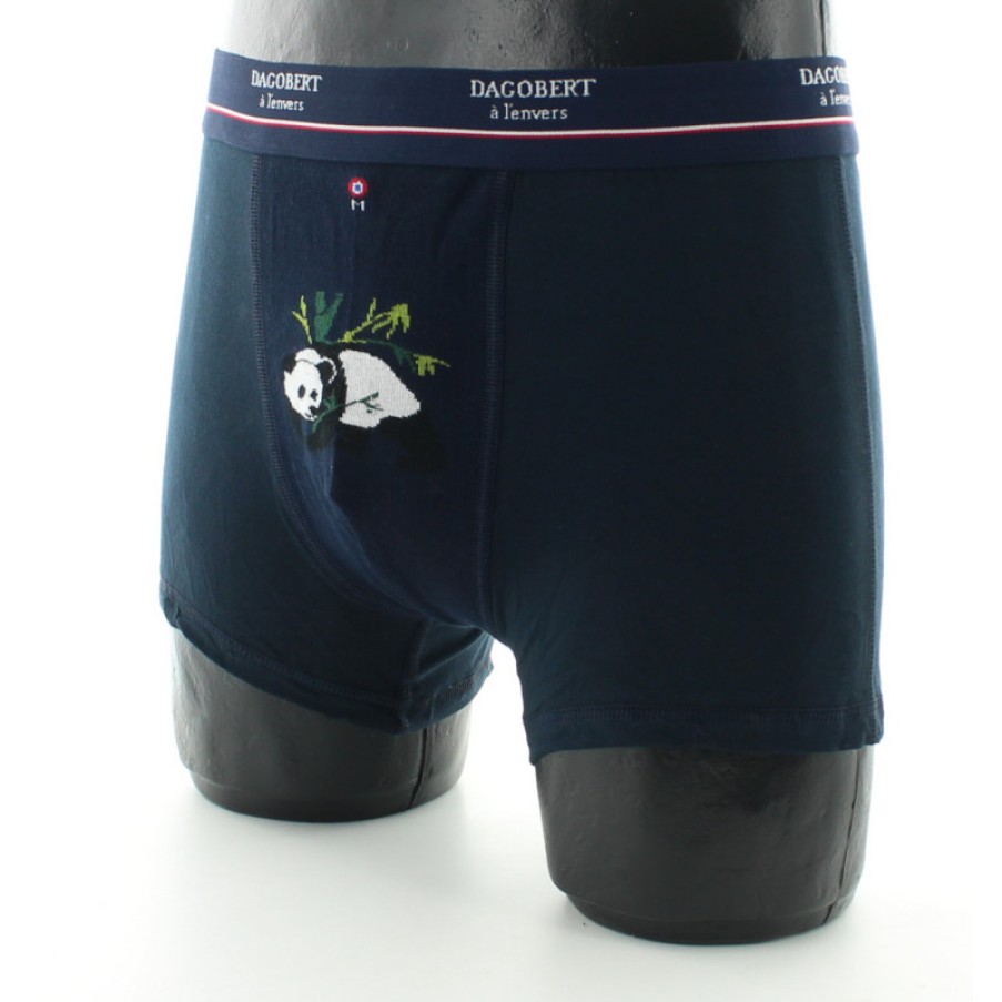 Boxers Chaussettes Dagobert | Boxer Bleu Marine A Motif Panda - Dagobert A L'Envers