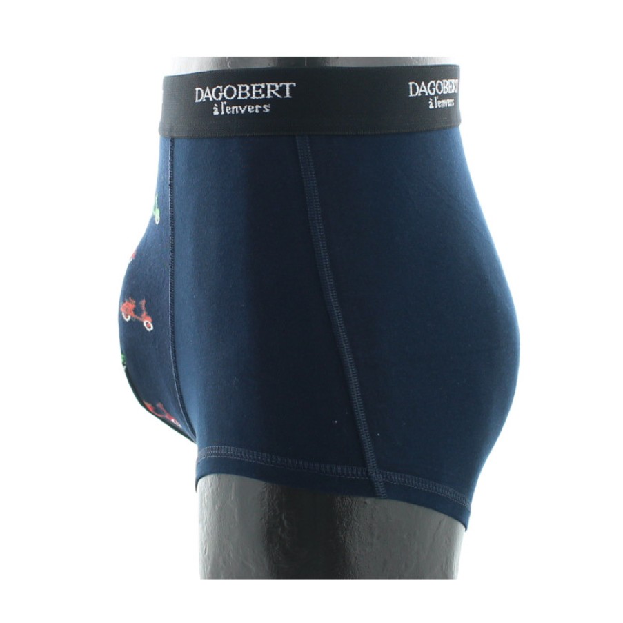 Boxers Chaussettes Dagobert | Boxer Bleu Marine A Motif Scooters Dagobert A L'Envers