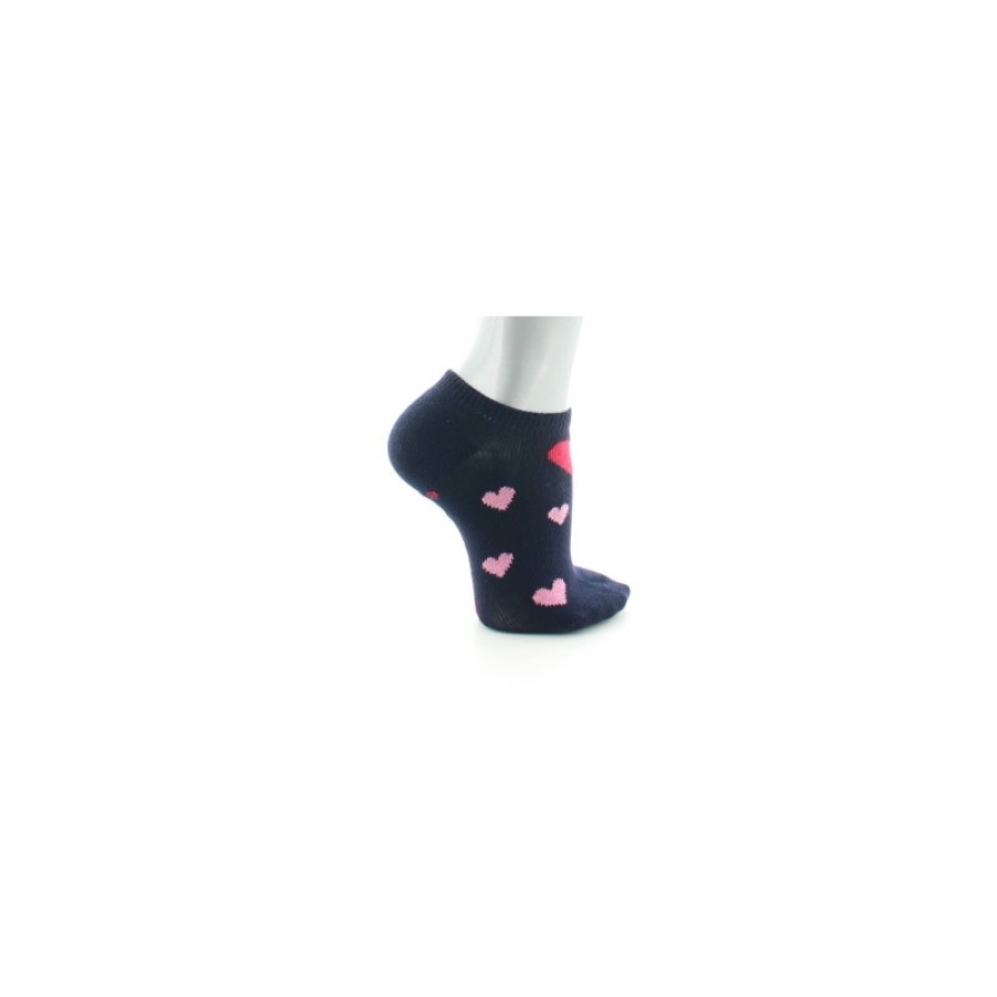 Chaussettes Chaussettes Dagobert | Socquettes Enfants En Coton Marine Motif Coeurs - Dagobert A L'Envers