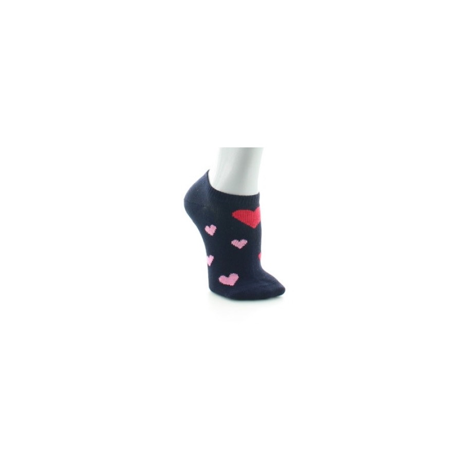 Chaussettes Chaussettes Dagobert | Socquettes Enfants En Coton Marine Motif Coeurs - Dagobert A L'Envers