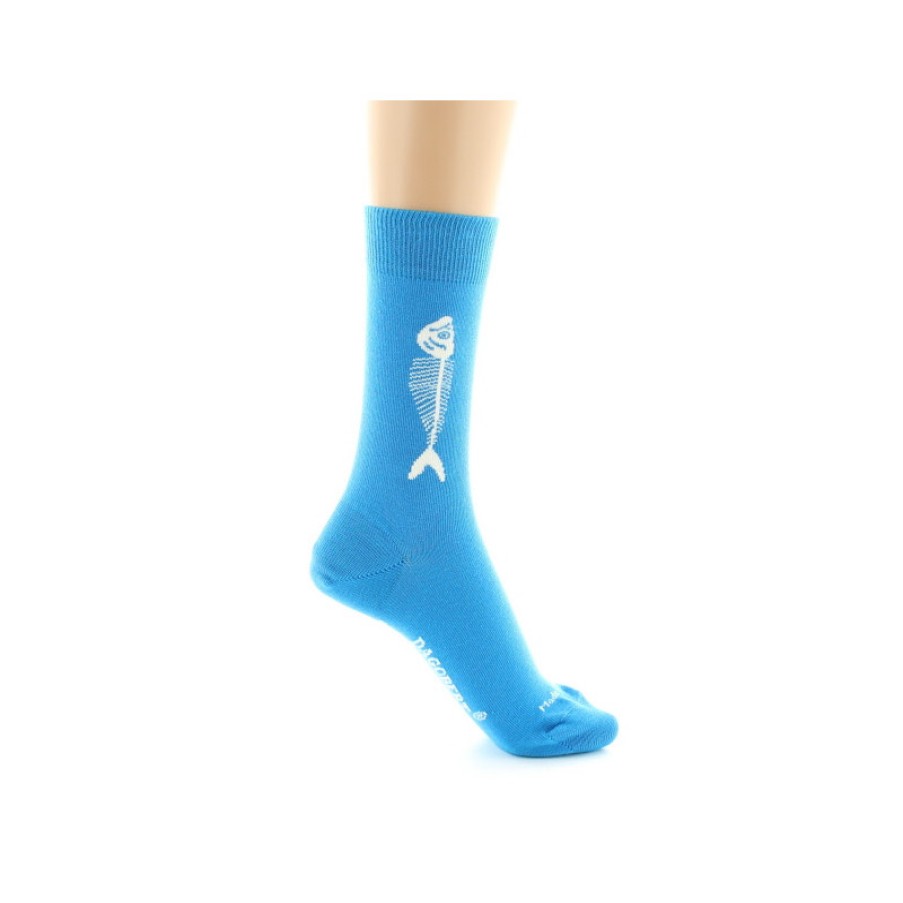 Chaussettes Chaussettes Dagobert | Chaussettes Bleues A Motif Sardine Dagobert A L'Envers