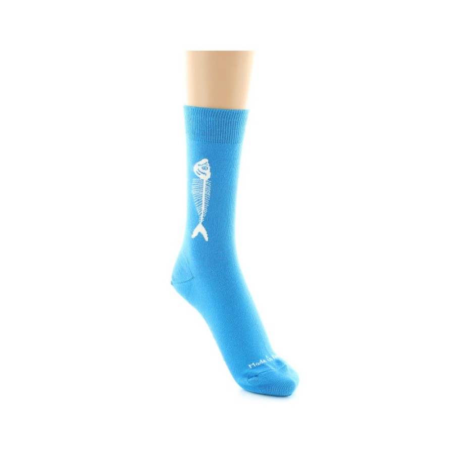 Chaussettes Chaussettes Dagobert | Chaussettes Bleues A Motif Sardine Dagobert A L'Envers