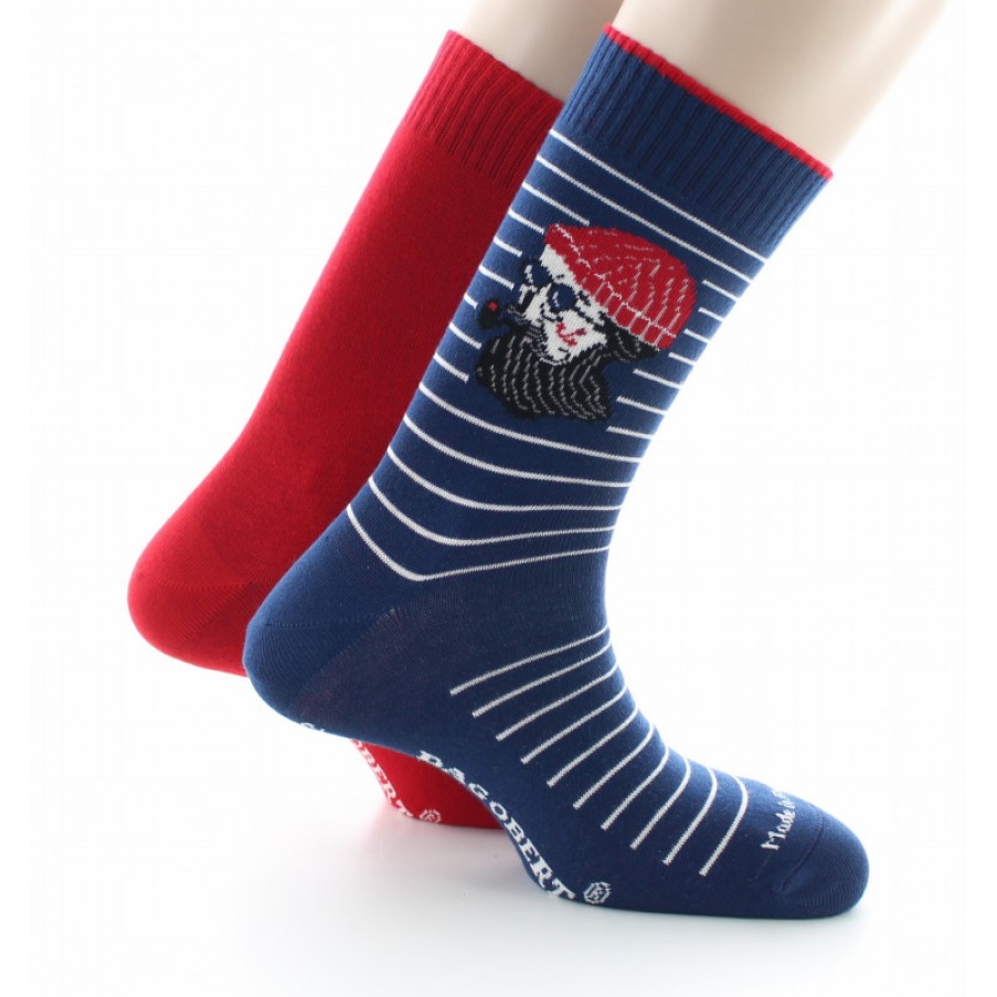 Chaussettes Reversibles Chaussettes Dagobert | Chaussettes Reversibles Marine Et Rouge Corsaire - Dagobert A L'Envers