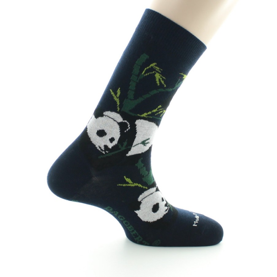 Chaussettes Chaussettes Dagobert | Chaussettes Creatives A Motif Panda Fond Marine - Dagobert A L'Envers