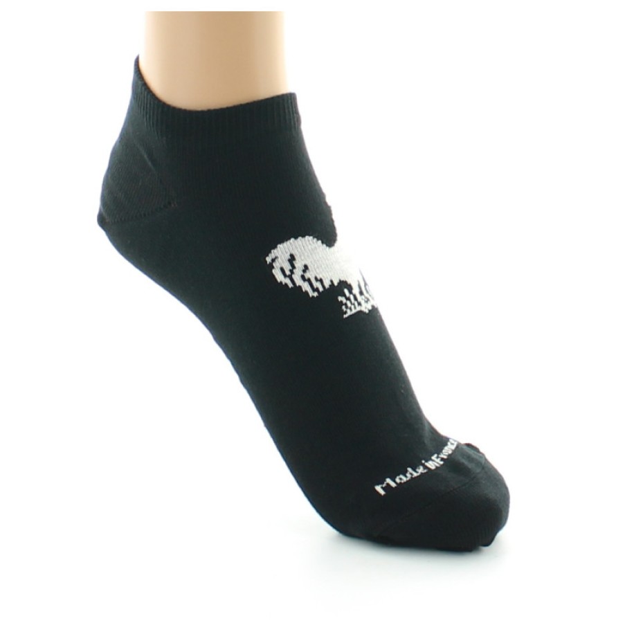 Chaussettes Chaussettes Dagobert | Socquettes Fantaisie Noires Motif Coq - Dagobert A L'Envers