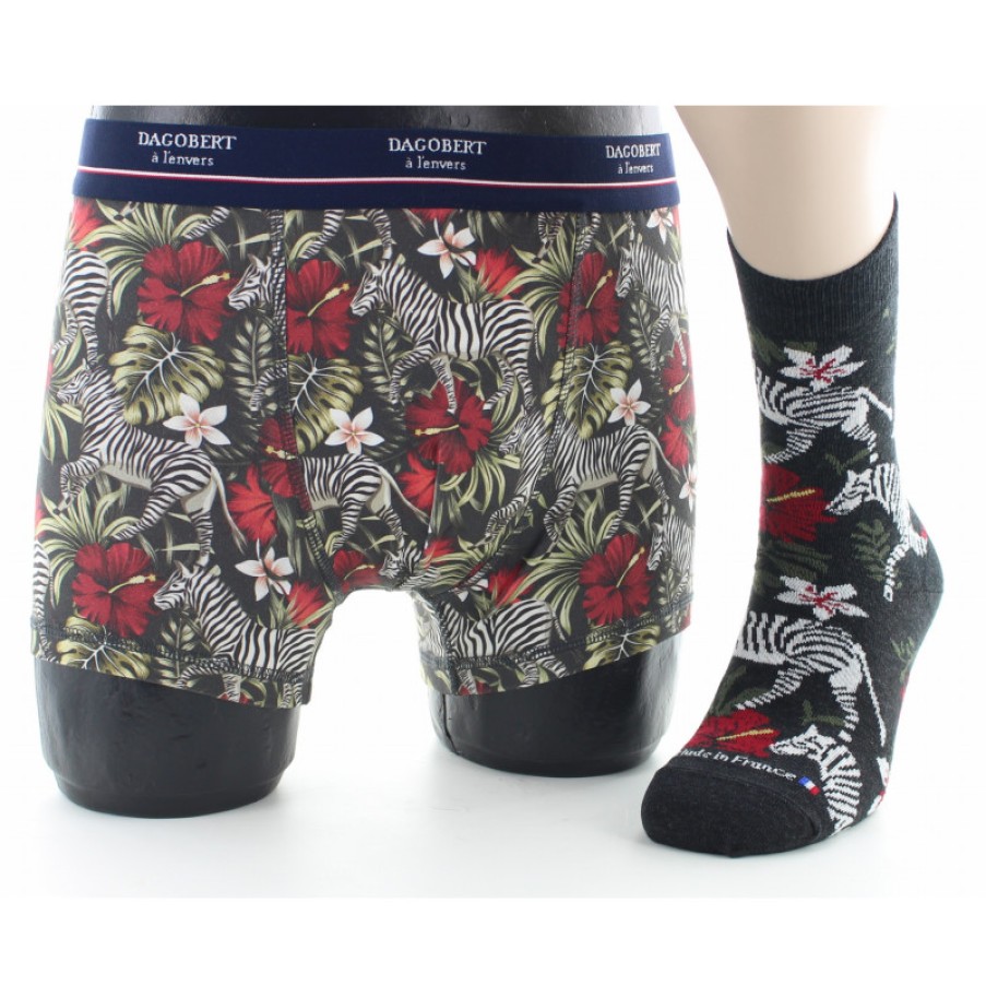 Boxers Chaussettes Dagobert | Boite Cadeau Zebre Ensemble Chaussettes Et Boxer - Dagobert A L'Envers