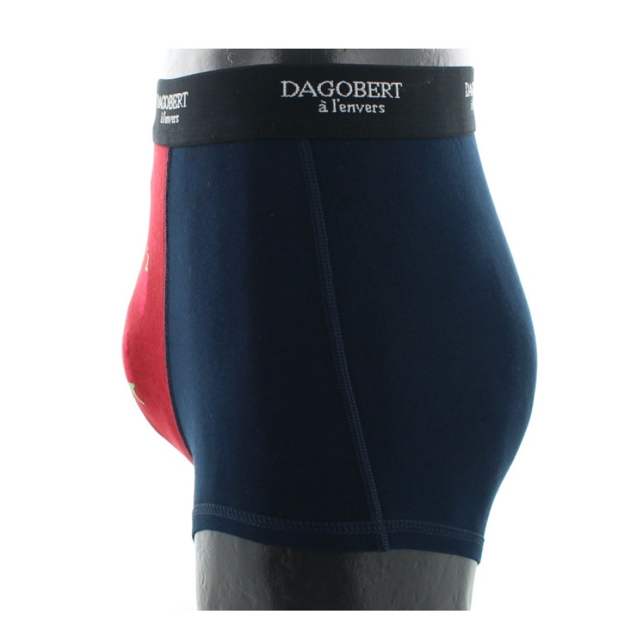 Boxers Chaussettes Dagobert | Boxer Fantaisie Marine Et Rouge A Motif Piments Dagobert A L'Envers