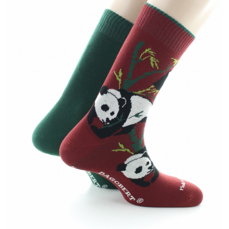 Chaussettes Reversibles Chaussettes Dagobert | Chaussettes Reversibles Panda Rouille Et Vert - Dagobert A L'Envers